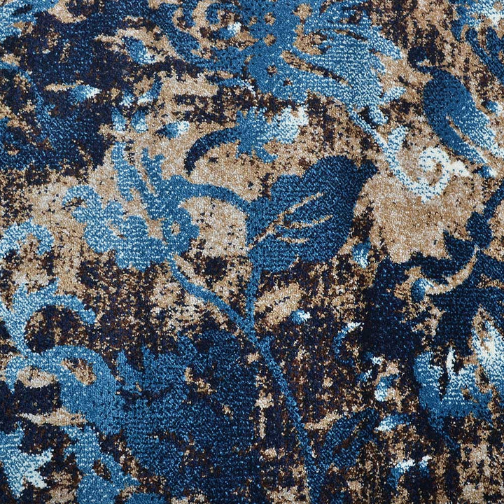 Machine Woven Heatset Polypropylene Area Rug Floral Blue M00014