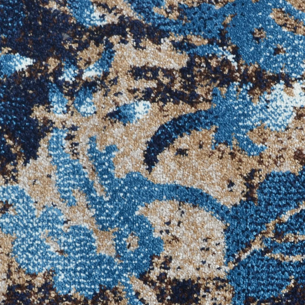 Machine Woven Heatset Polypropylene Area Rug Floral Blue M00014