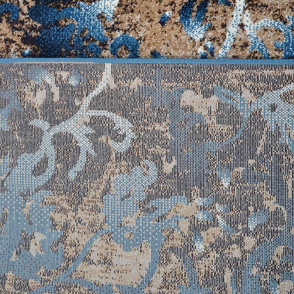 Machine Woven Heatset Polypropylene Area Rug Floral Blue M00014