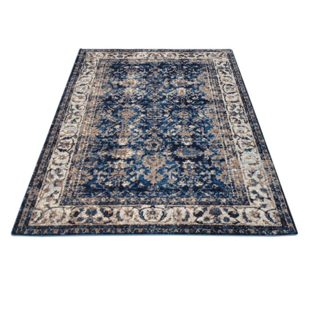 Machine Woven Heatset Polypropylene Area Rug Oriental Ivory Blue M00015