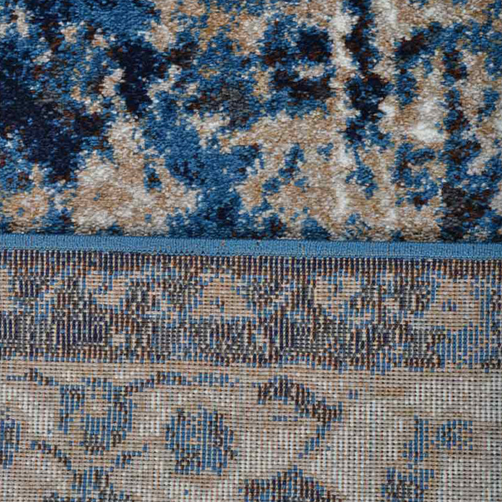 Machine Woven Heatset Polypropylene Area Rug Oriental Ivory Blue M00015