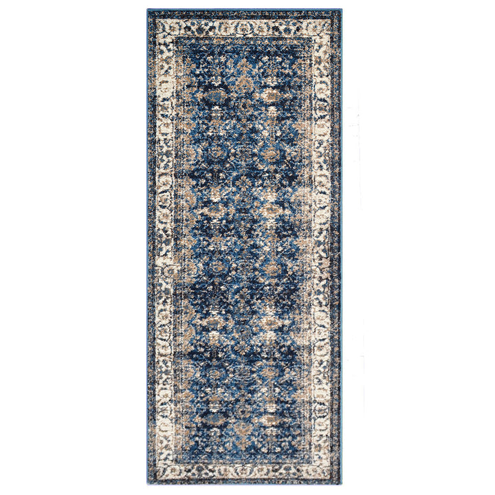 Machine Woven Heatset Polypropylene Area Rug Oriental Ivory Blue M00015