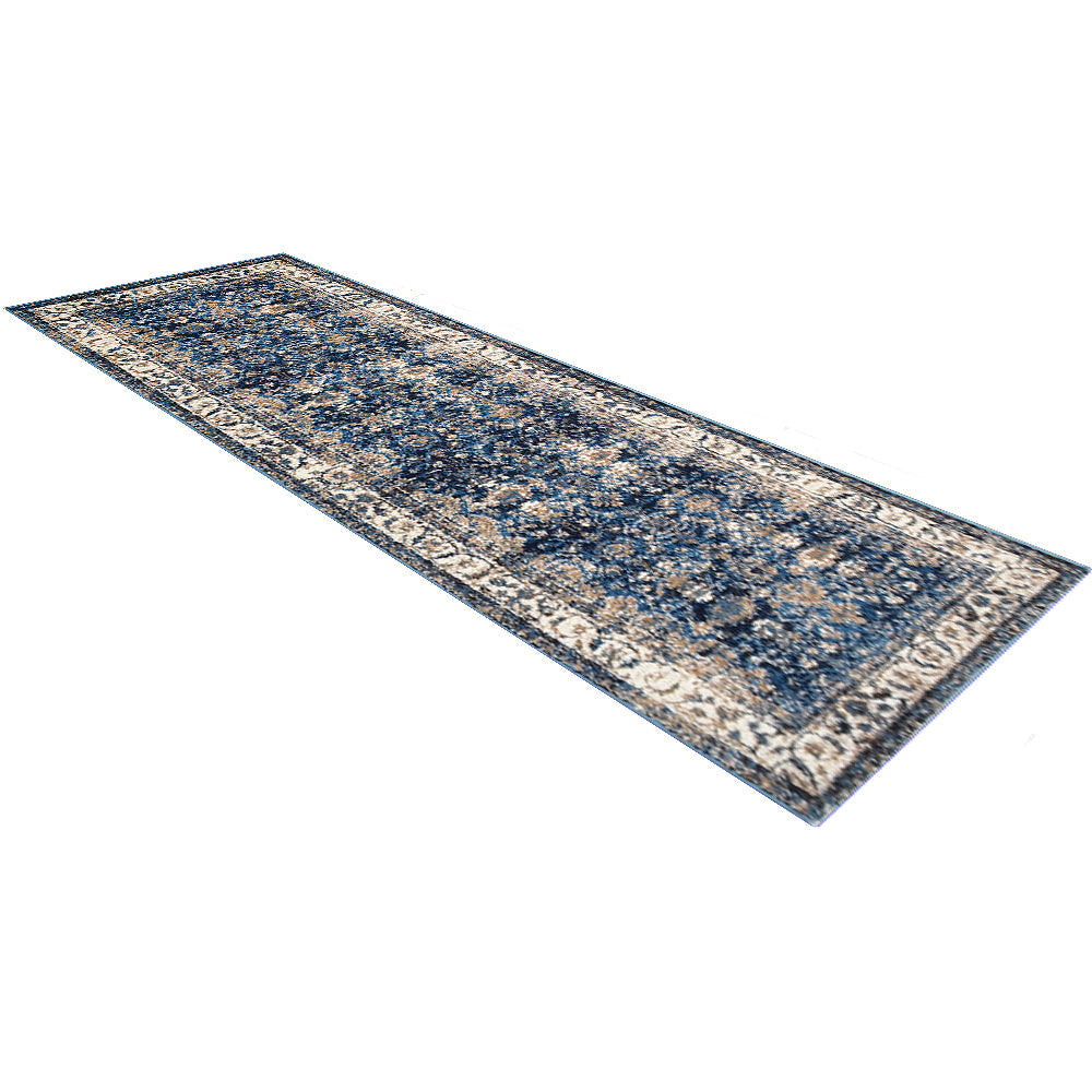 Machine Woven Heatset Polypropylene Area Rug Oriental Ivory Blue M00015