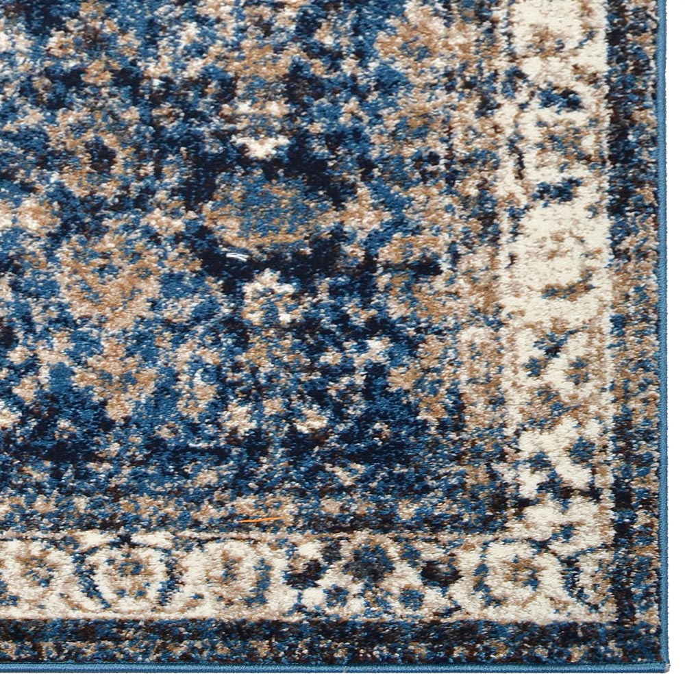 Machine Woven Heatset Polypropylene Area Rug Oriental Ivory Blue M00015