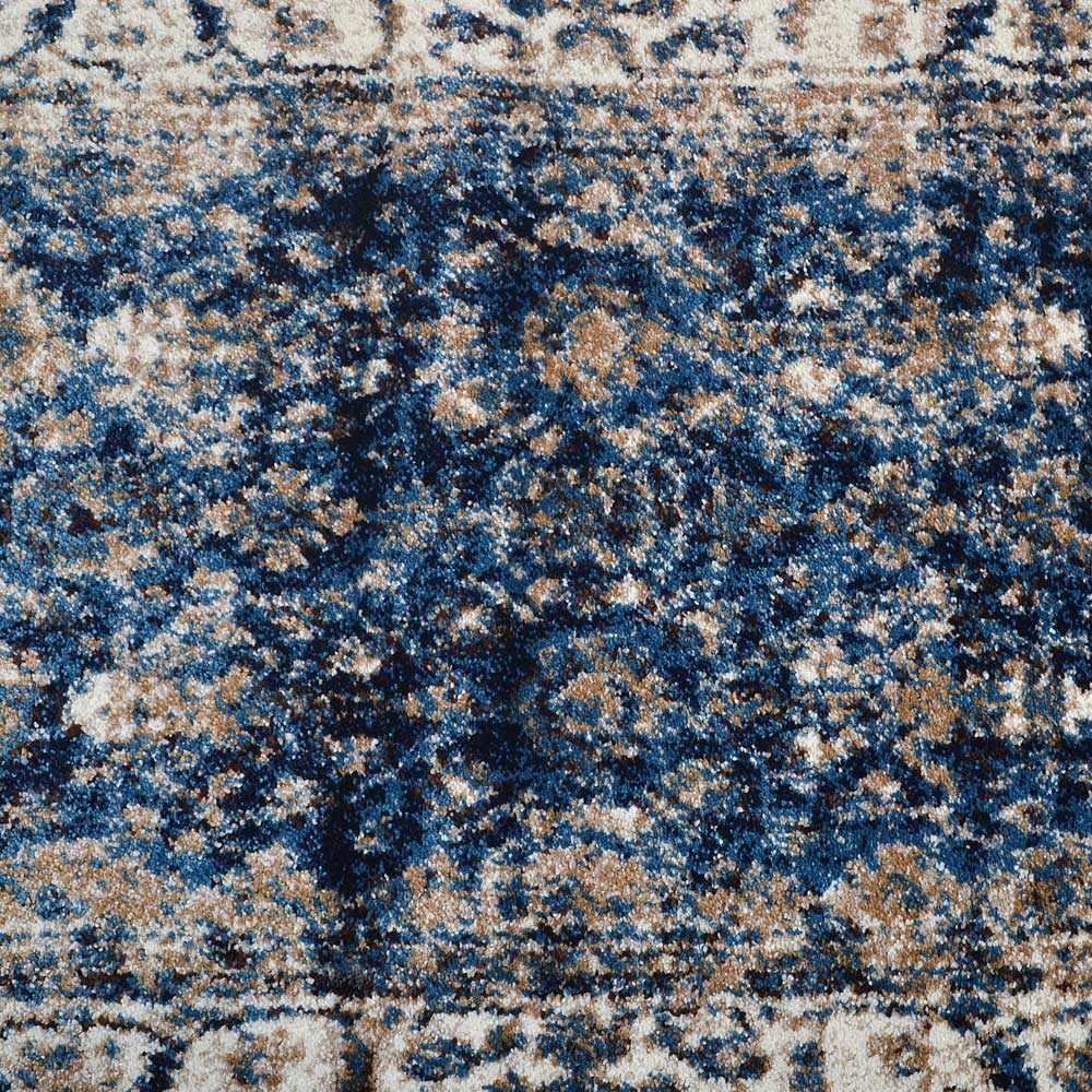 Machine Woven Heatset Polypropylene Area Rug Oriental Ivory Blue M00015