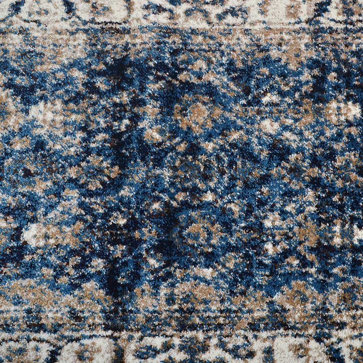Machine Woven Heatset Polypropylene Area Rug Oriental Ivory Blue M00015