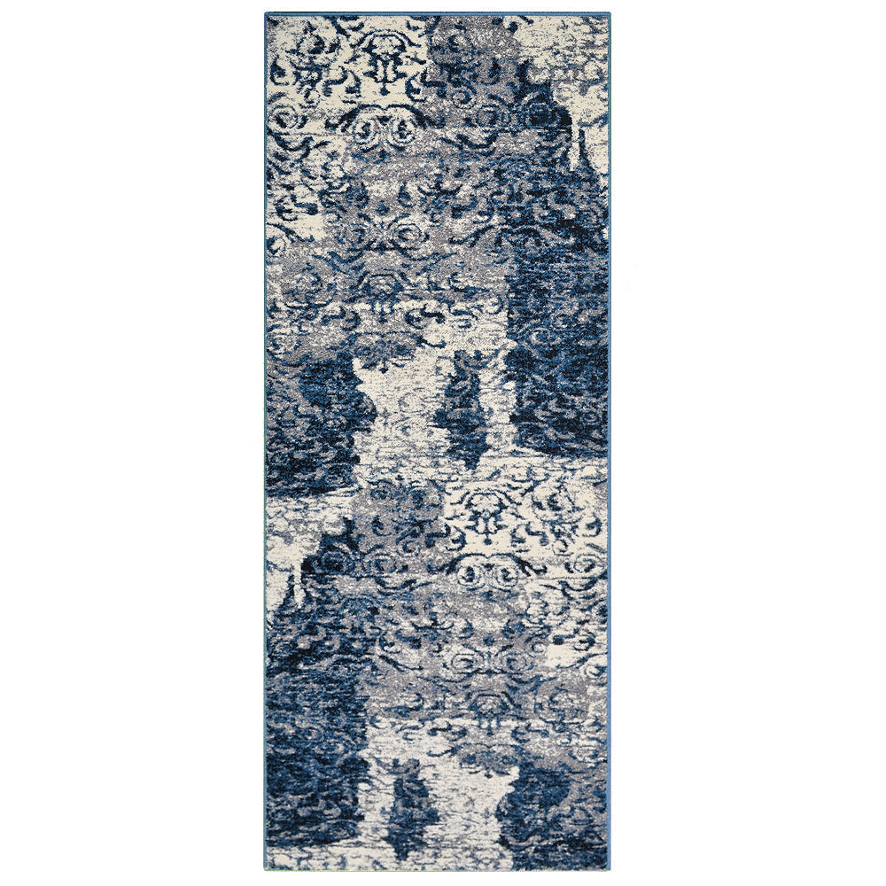 Machine Woven Heatset Polypropylene Area Rug Abstract Blue M00017
