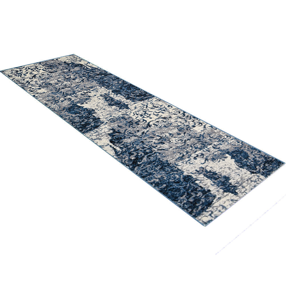 Machine Woven Heatset Polypropylene Area Rug Abstract Blue M00017