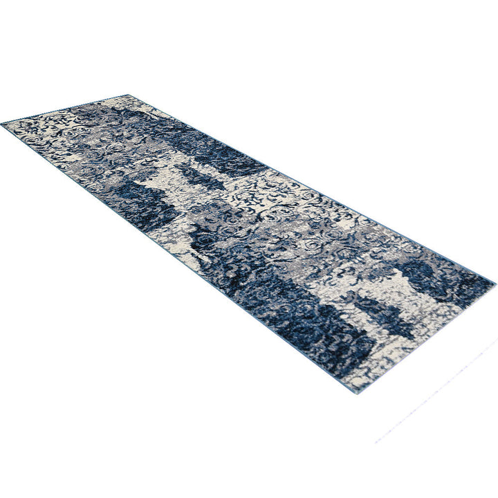Machine Woven Heatset Polypropylene Area Rug Abstract Blue M00017