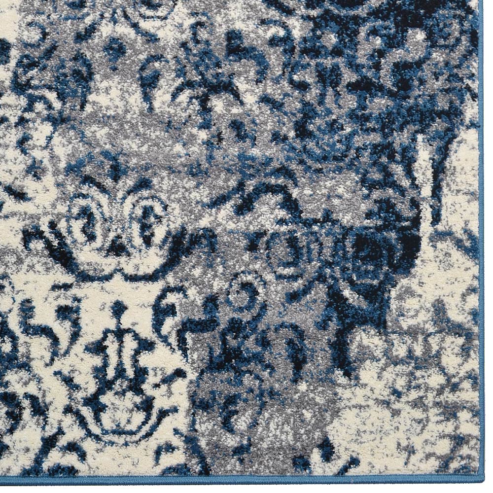 Machine Woven Heatset Polypropylene Area Rug Abstract Blue M00017