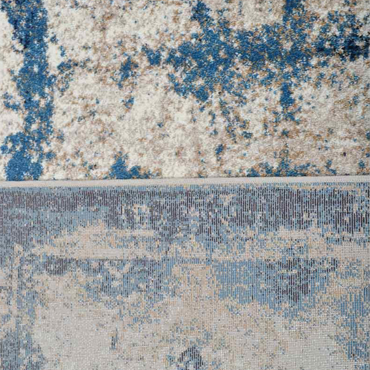 Machine Woven Heatset Polypropylene Area Rug Oriental Beige Blue M00019