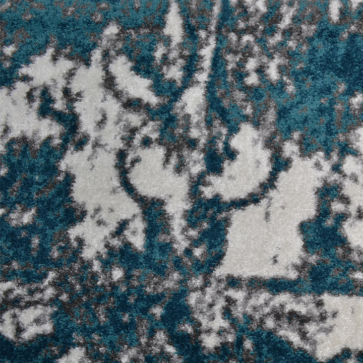 Machine Woven Heatset Polypropylene Area Rug Abstract Ivory Blue M00022
