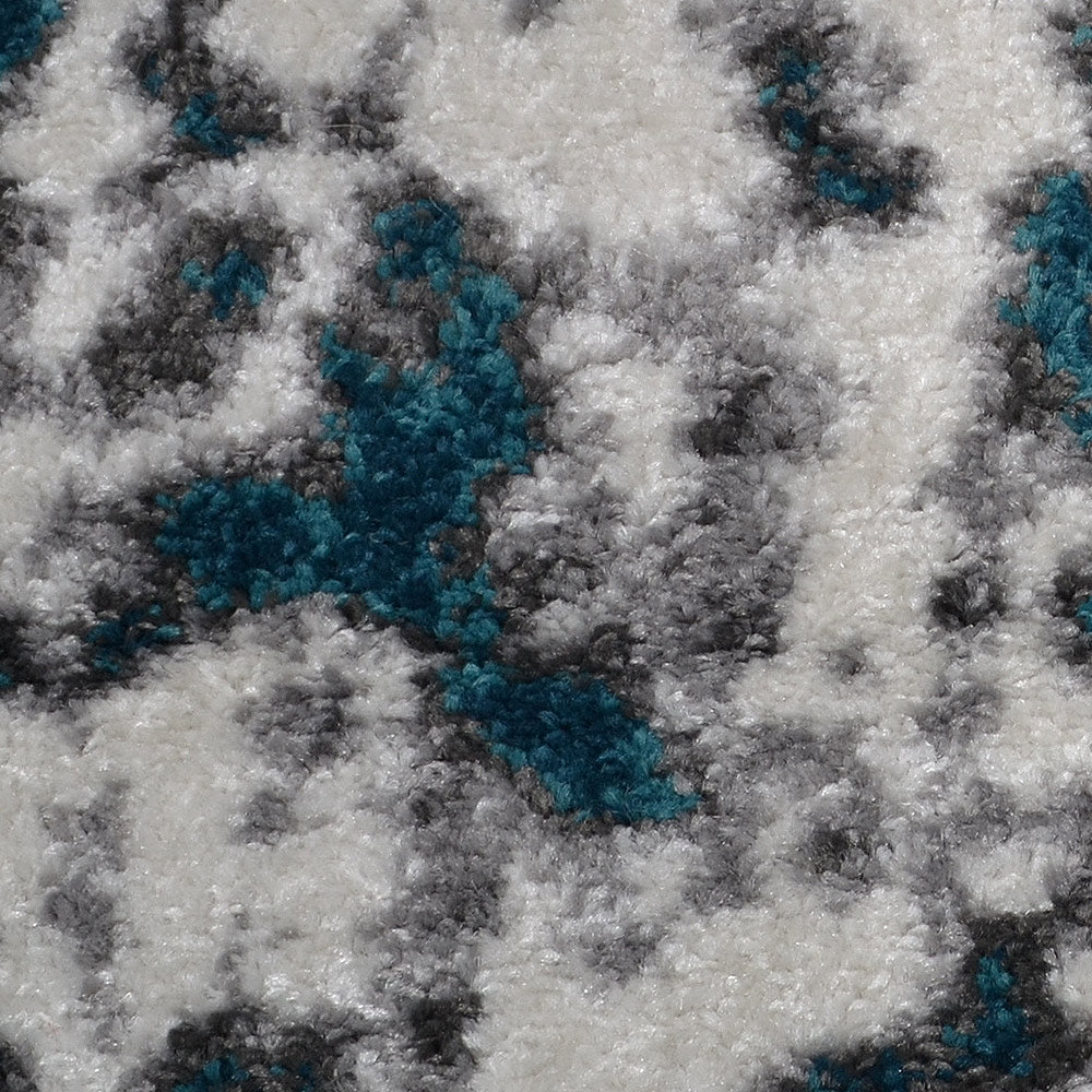 Machine Woven Heatset Polypropylene Area Rug Abstract Ivory Blue M00022