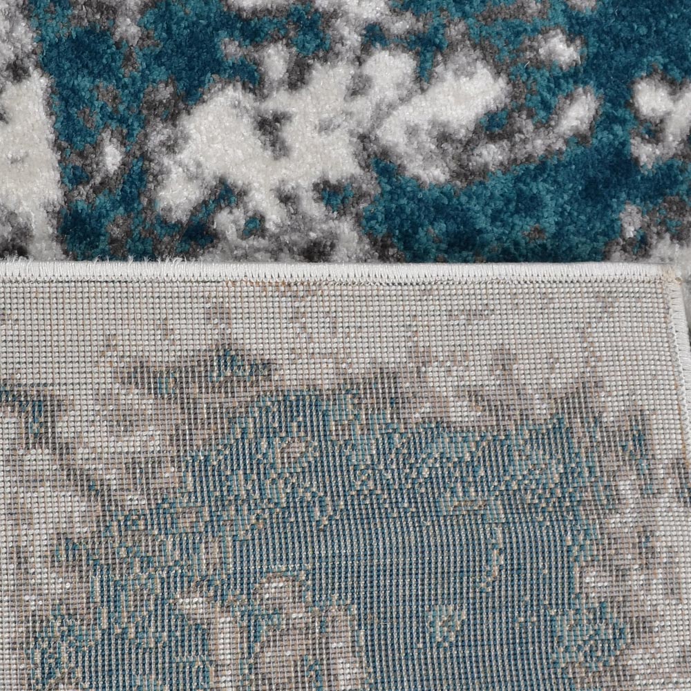 Machine Woven Heatset Polypropylene Area Rug Abstract Ivory Blue M00022