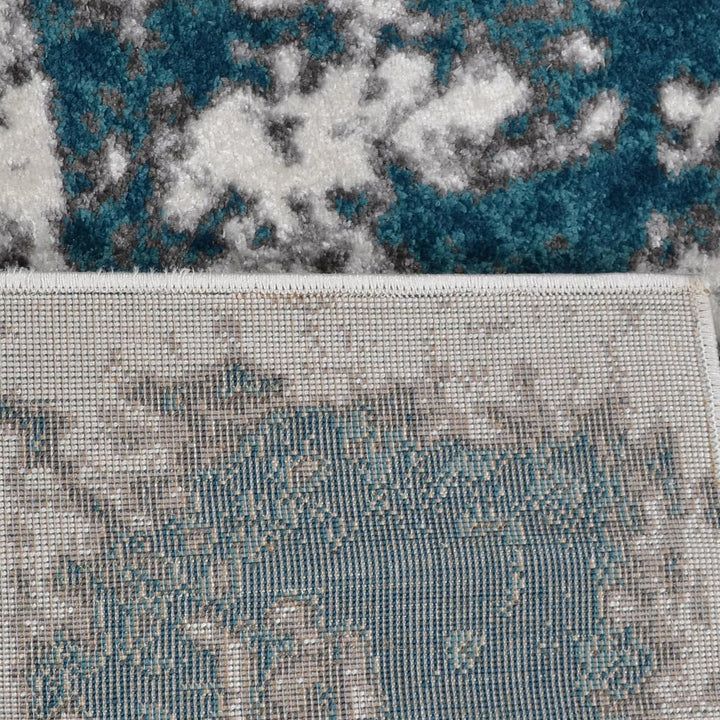Machine Woven Heatset Polypropylene Area Rug Abstract Ivory Blue M00022