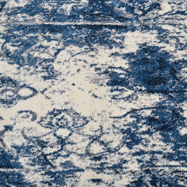 Machine Woven Heatset Polypropylene Area Rug Abstract Ivory Blue M00022