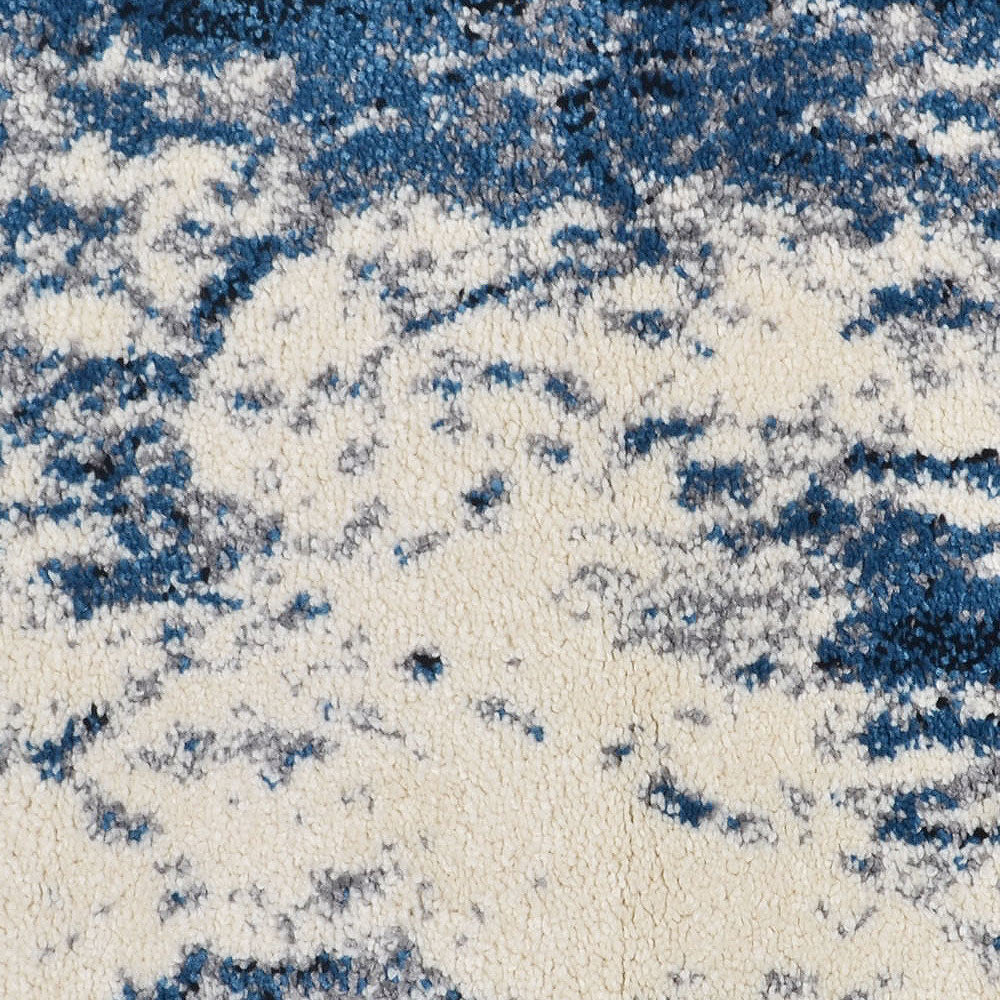 Machine Woven Heatset Polypropylene Area Rug Abstract Ivory Blue M00022