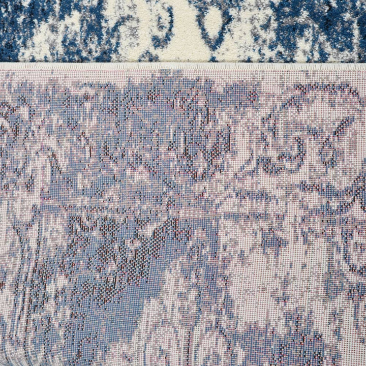 Machine Woven Heatset Polypropylene Area Rug Abstract Ivory Blue M00022