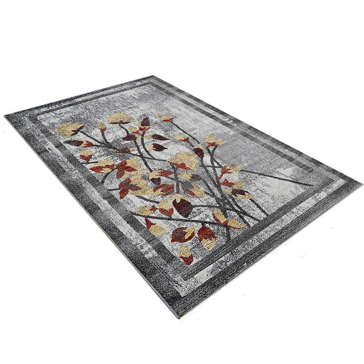 Machine Woven Heatset Polypropylene Area Rug Floral Silver M00023