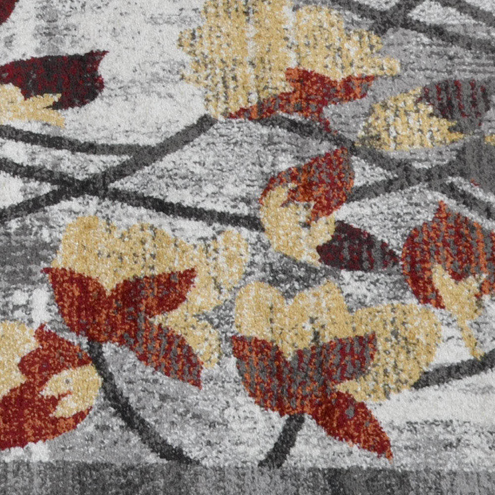 Machine Woven Heatset Polypropylene Area Rug Floral Silver M00023