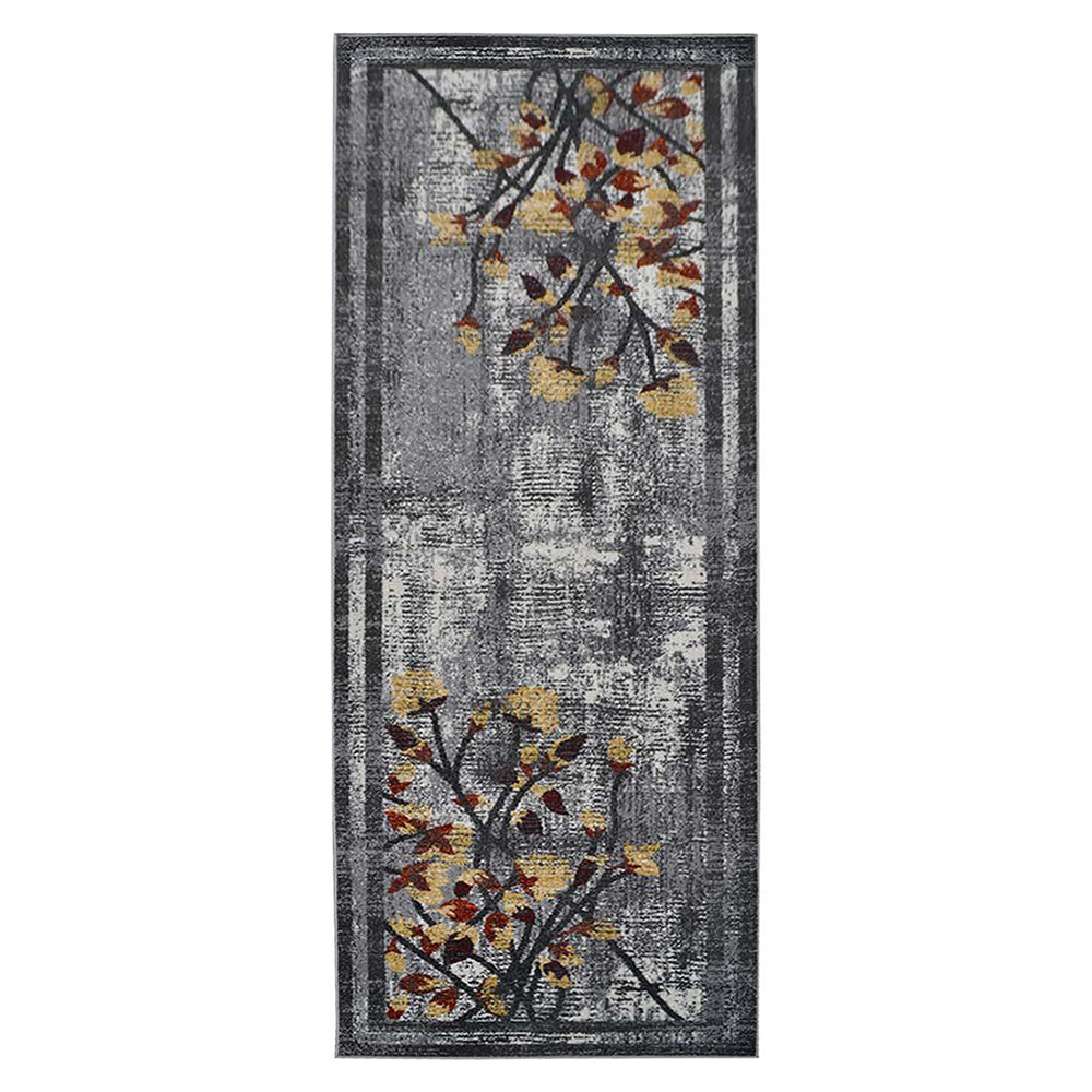 Machine Woven Heatset Polypropylene Area Rug Floral Silver M00023