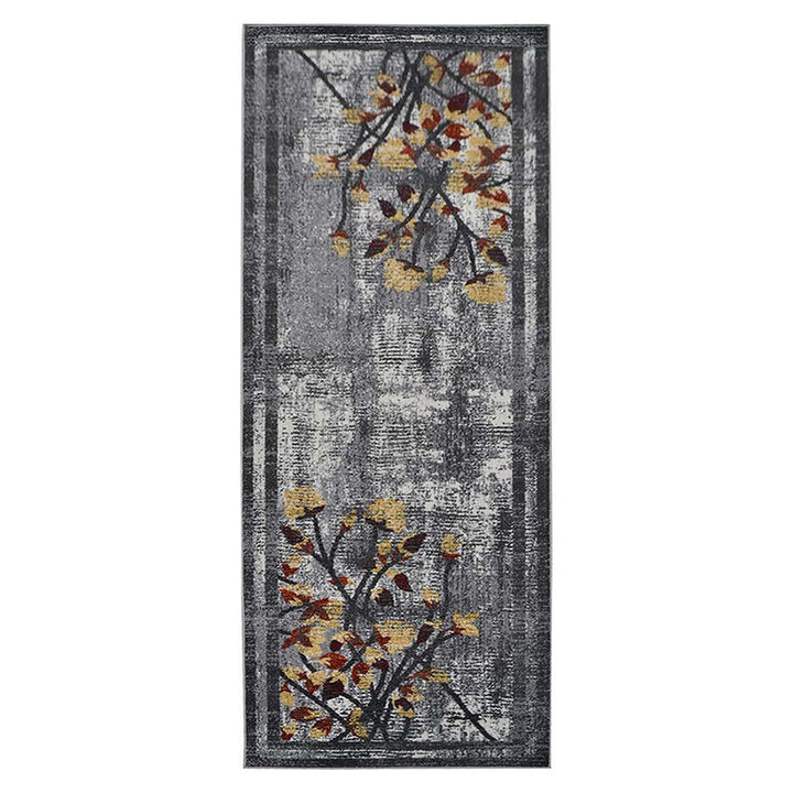 Machine Woven Heatset Polypropylene Area Rug Floral Silver M00023