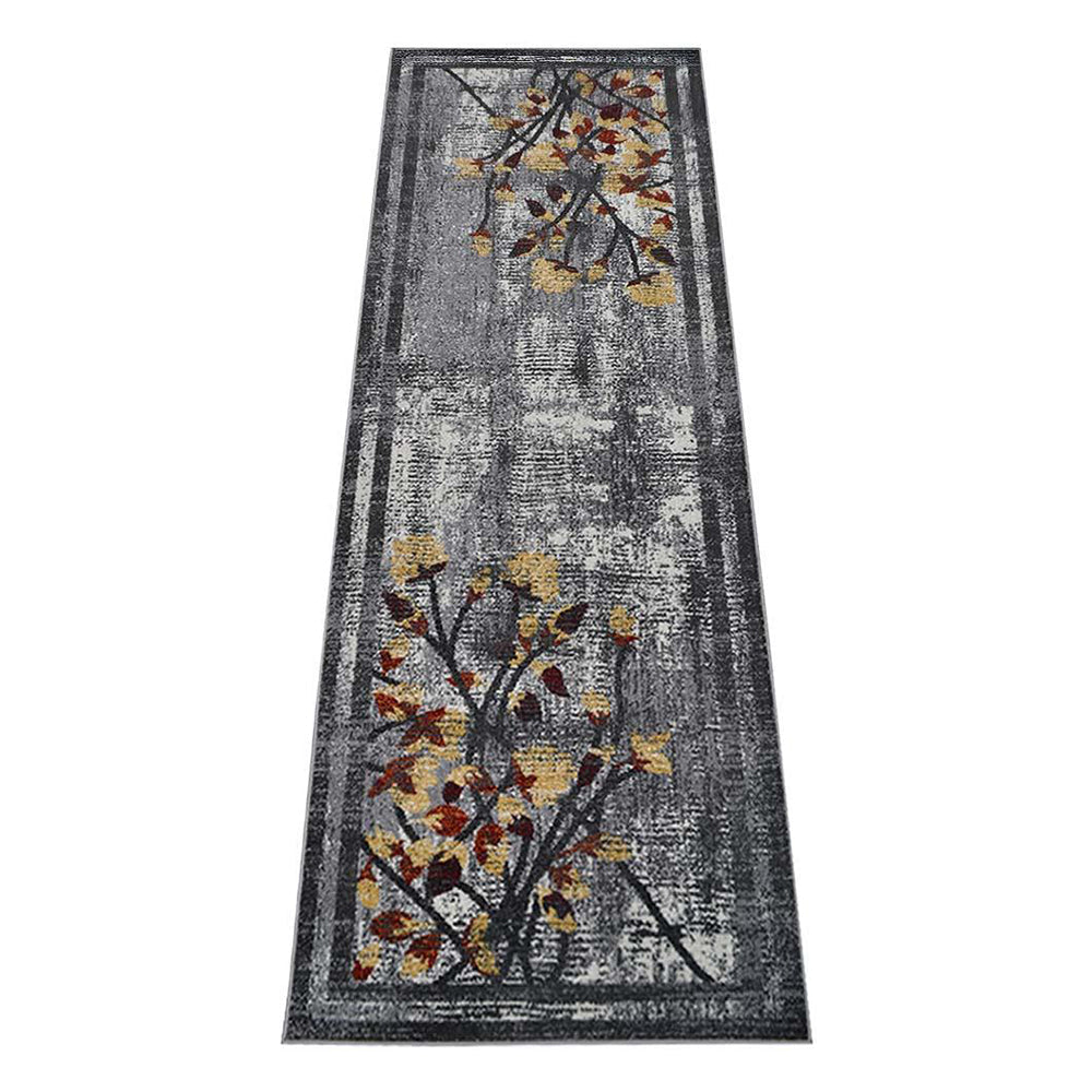 Machine Woven Heatset Polypropylene Area Rug Floral Silver M00023