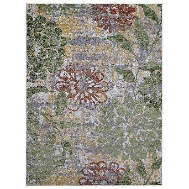 Machine Woven Heatset Polypropylene Area Rug Floral Beige Green M00024