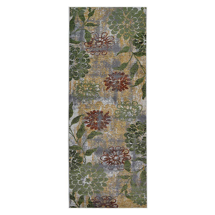 Machine Woven Heatset Polypropylene Area Rug Floral Beige Green M00024