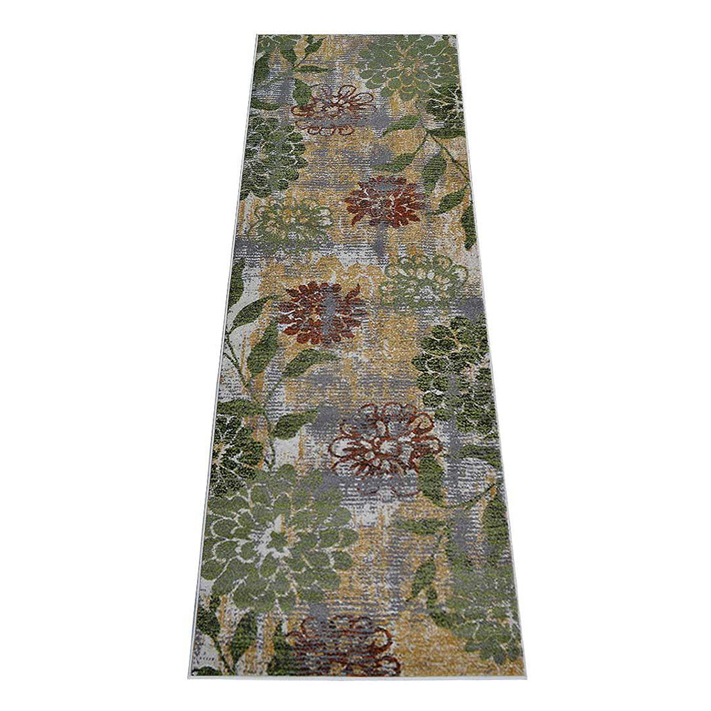 Machine Woven Heatset Polypropylene Area Rug Floral Beige Green M00024
