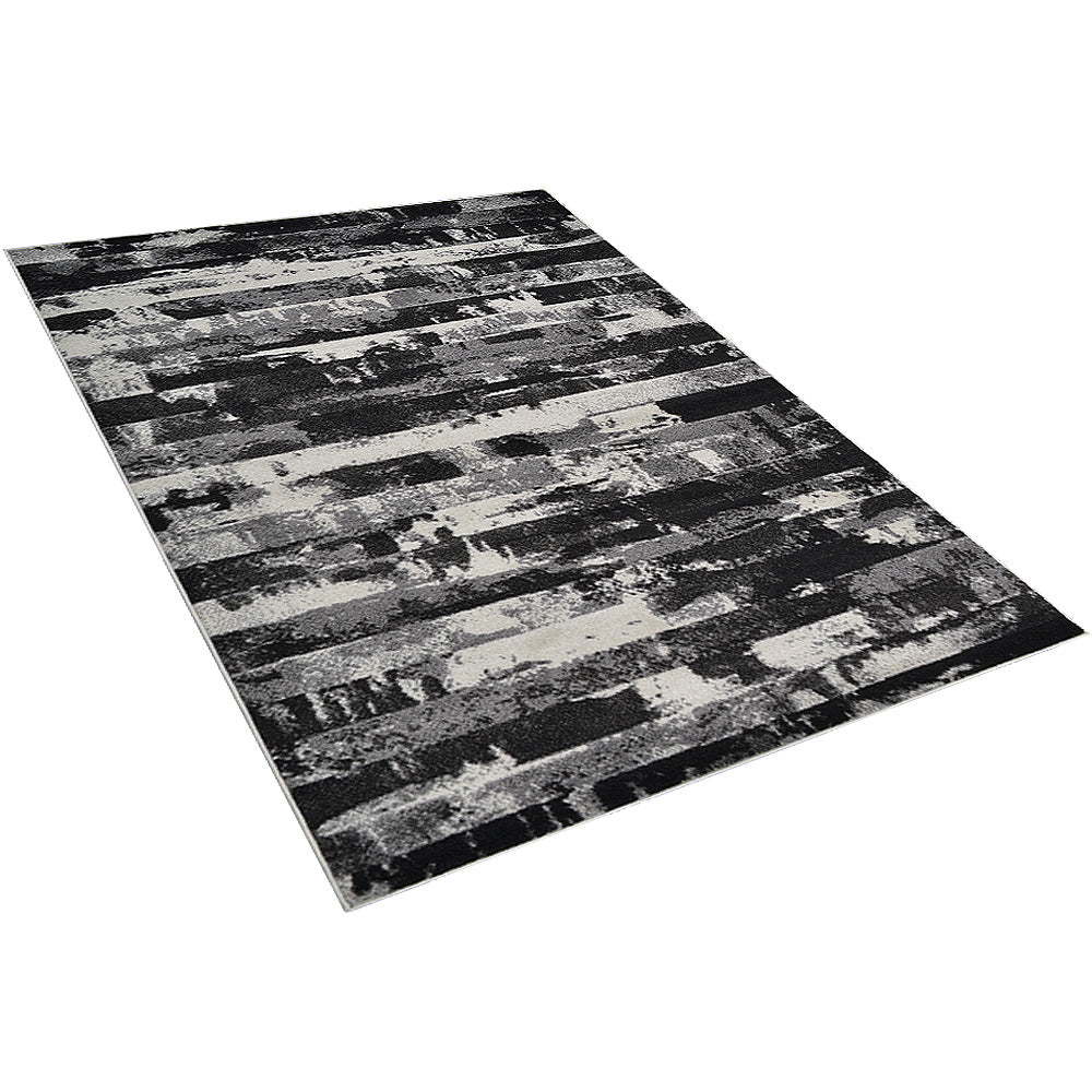 Machine Woven Heatset Polypropylene Area Rug Abstract Silver M00025