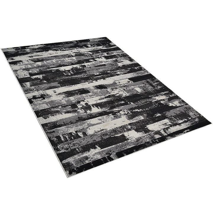 Machine Woven Heatset Polypropylene Area Rug Abstract Silver M00025