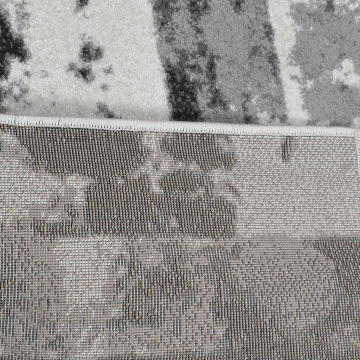 Machine Woven Heatset Polypropylene Area Rug Abstract Silver M00025