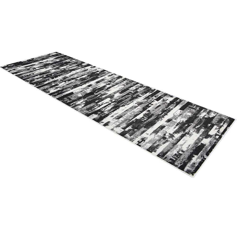 Machine Woven Heatset Polypropylene Area Rug Abstract Silver M00025