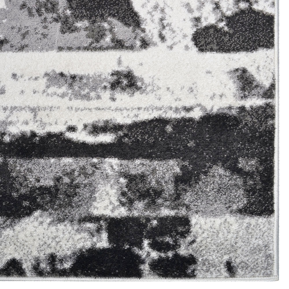 Machine Woven Heatset Polypropylene Area Rug Abstract Silver M00025