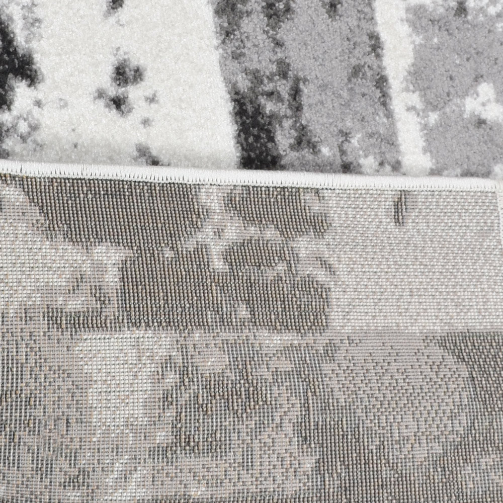 Machine Woven Heatset Polypropylene Area Rug Abstract Silver M00025