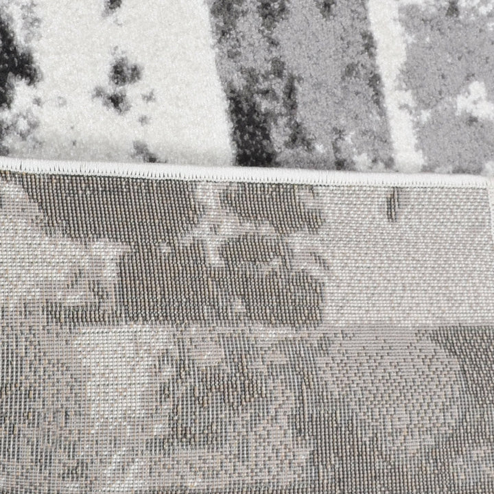Machine Woven Heatset Polypropylene Area Rug Abstract Silver M00025