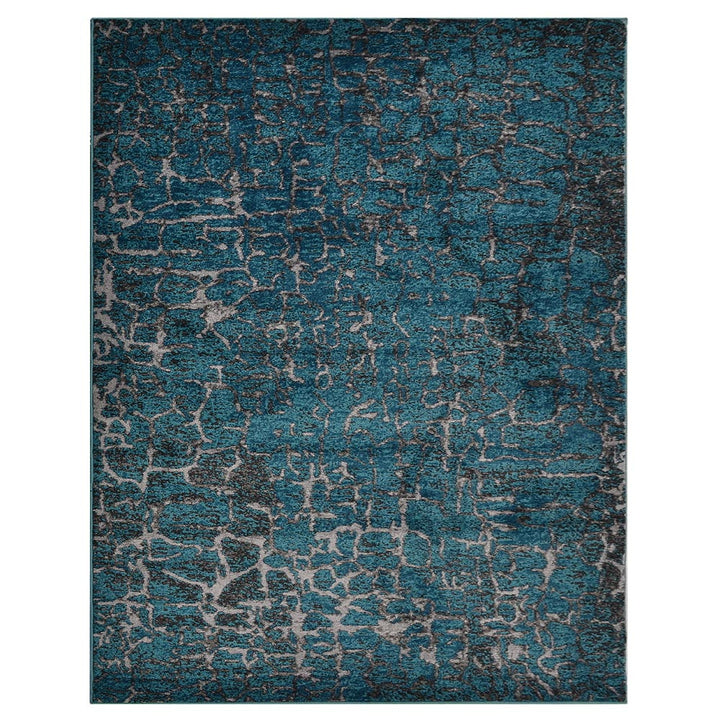 Machine Woven Heatset Polypropylene Area Rug Abstract Silver Blue M00027
