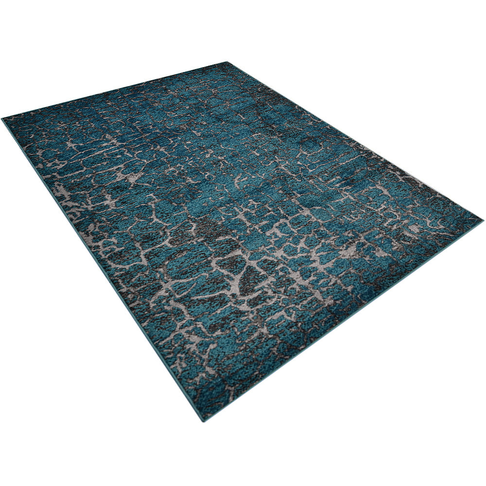 Machine Woven Heatset Polypropylene Area Rug Abstract Silver Blue M00027