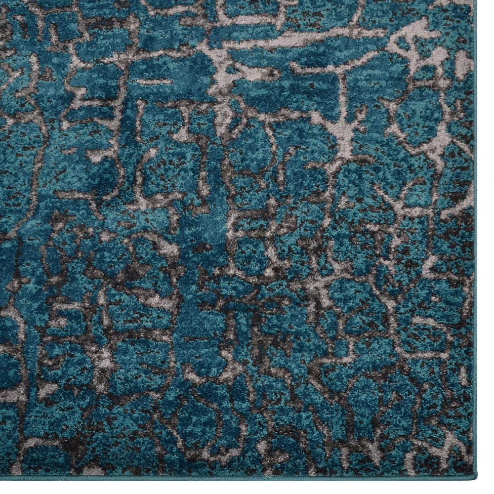 Machine Woven Heatset Polypropylene Area Rug Abstract Silver Blue M00027
