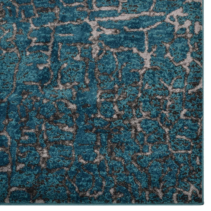Machine Woven Heatset Polypropylene Area Rug Abstract Silver Blue M00027
