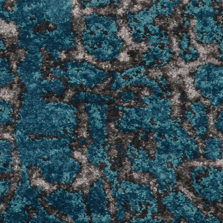 Machine Woven Heatset Polypropylene Area Rug Abstract Silver Blue M00027