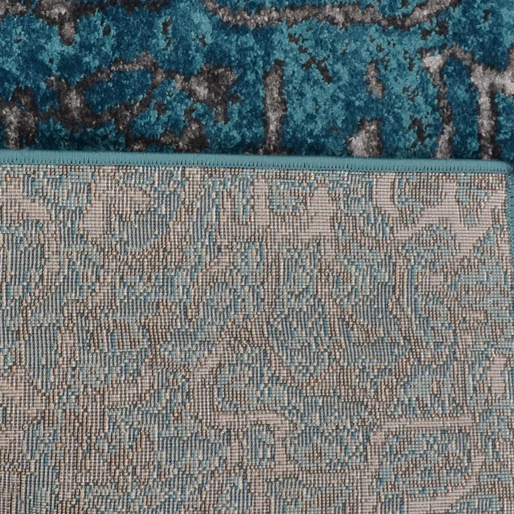 Machine Woven Heatset Polypropylene Area Rug Abstract Silver Blue M00027