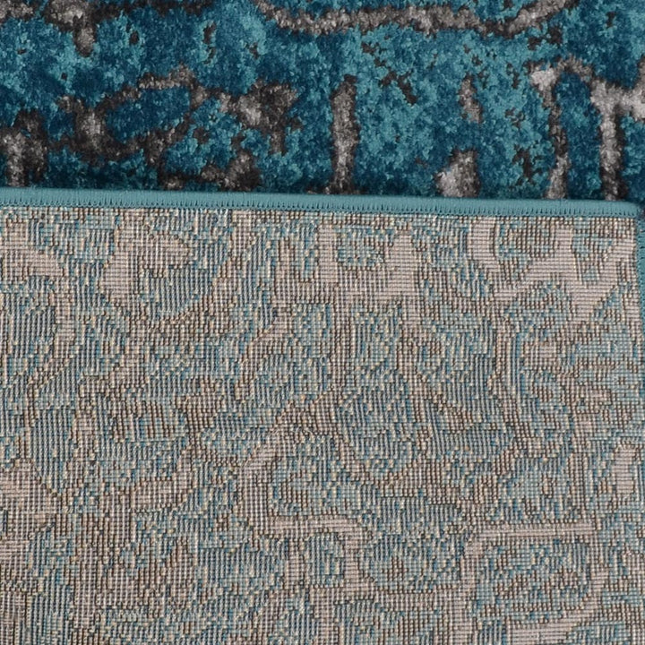 Machine Woven Heatset Polypropylene Area Rug Abstract Silver Blue M00027