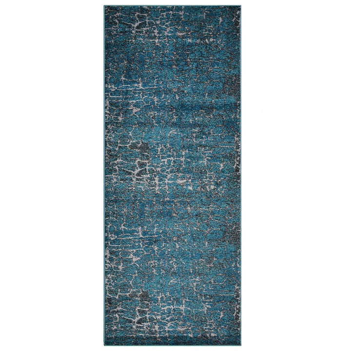 Machine Woven Heatset Polypropylene Area Rug Abstract Silver Blue M00027