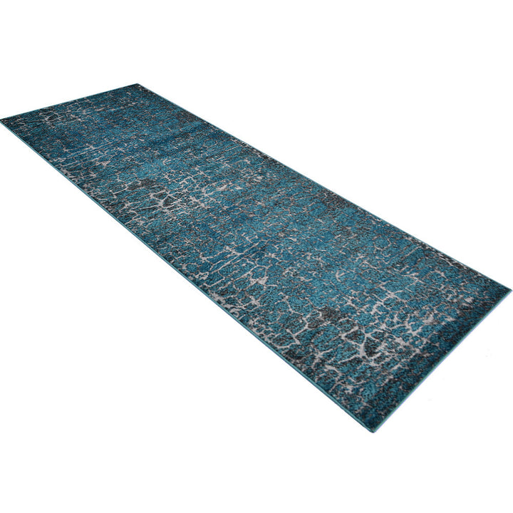 Machine Woven Heatset Polypropylene Area Rug Abstract Silver Blue M00027