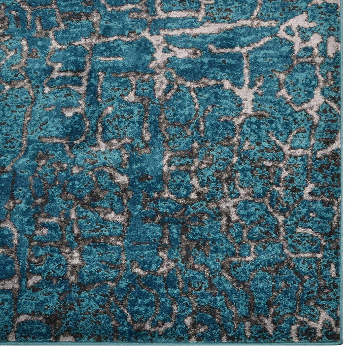Machine Woven Heatset Polypropylene Area Rug Abstract Silver Blue M00027