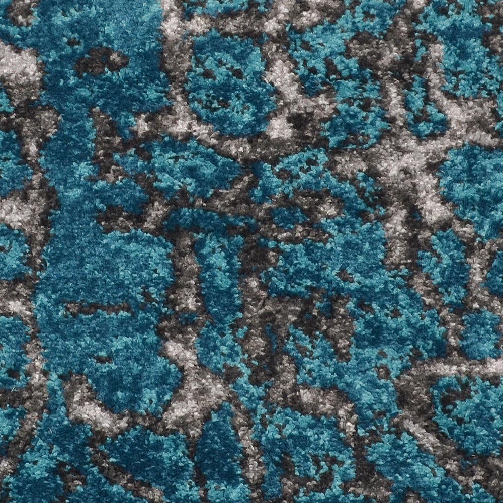 Machine Woven Heatset Polypropylene Area Rug Abstract Silver Blue M00027