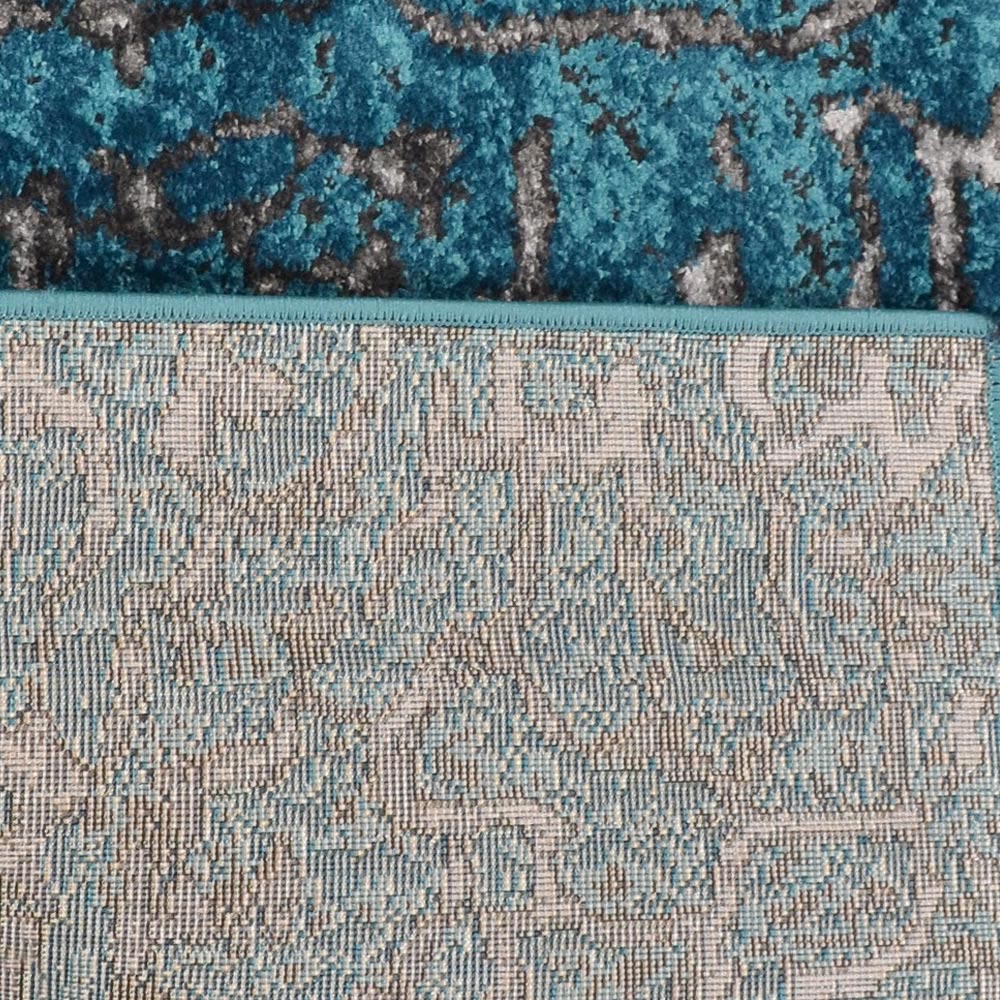 Machine Woven Heatset Polypropylene Area Rug Abstract Silver Blue M00027