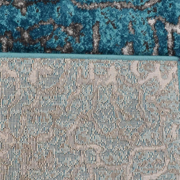 Machine Woven Heatset Polypropylene Area Rug Abstract Silver Blue M00027
